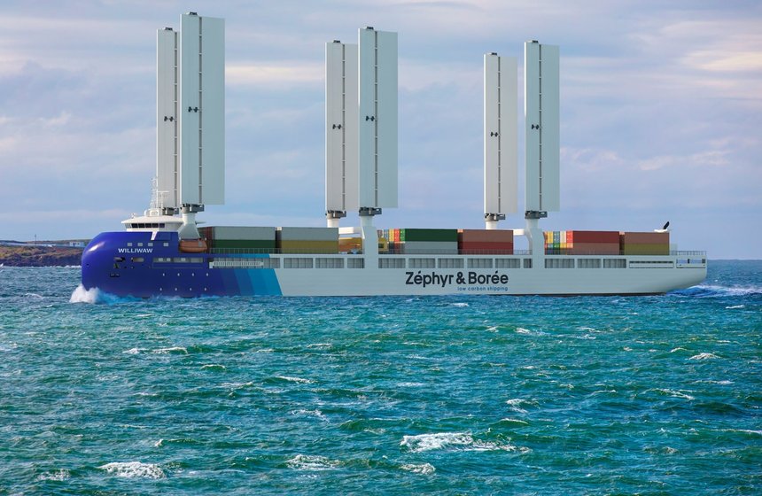 Les premières liaisons transatlantiques avec des porte-conteneurs à voile de Zéphyr & Borée devraient débuter sur la fin 2024 ou le début 2025. © Zéphyr & Borée